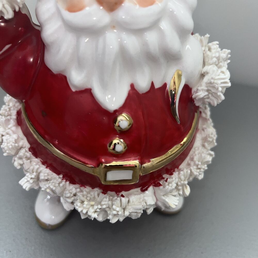 Napco Creations MCM Spaghetti Santa Christmas Planter w/Gold Trim S 413 A, 7.5" - Picture 10 of 16